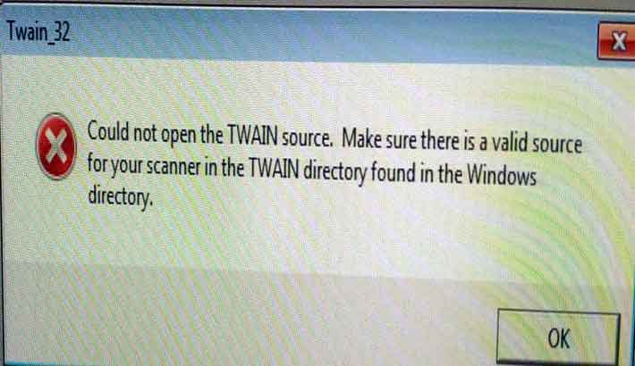 Could not open the TWAIN source